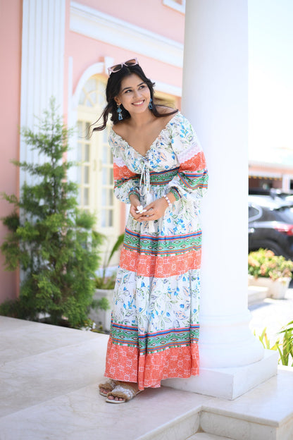 Off Shoulder Puff Sleeves Dress