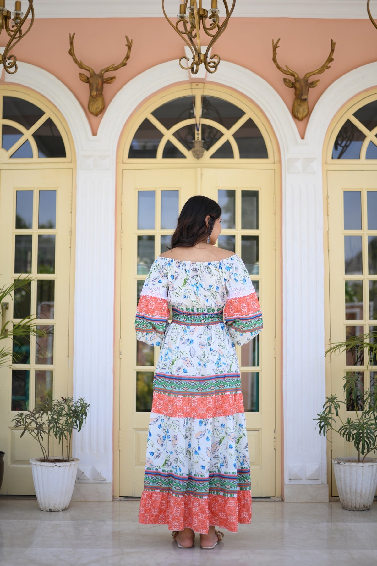 Off Shoulder Puff Sleeves Dress